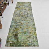 3x10 green tones turkish runner rug, 91x299cm