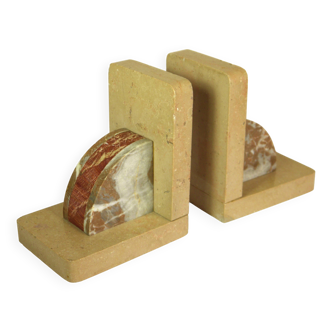 PAIR OF MARBLE BOOKENDS