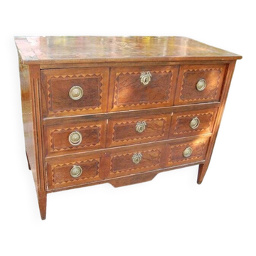 Commode secrétaire d'époque Louis XVI en noyer du 18e siècle