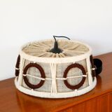 Round wool pendant with geometric patterns, Beige, Design, 1970