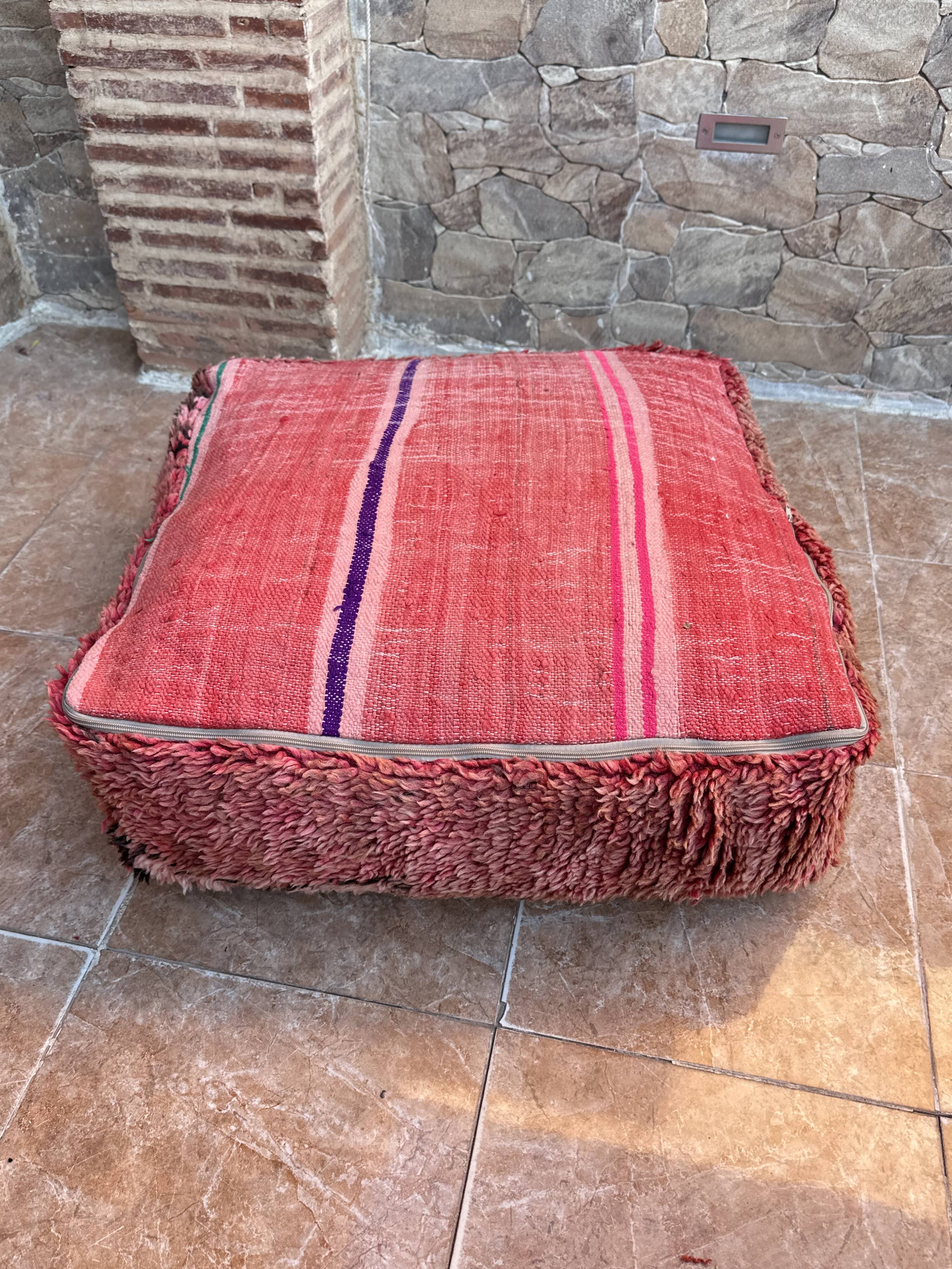 Handmade Berber Kilim pouf, floor cushion