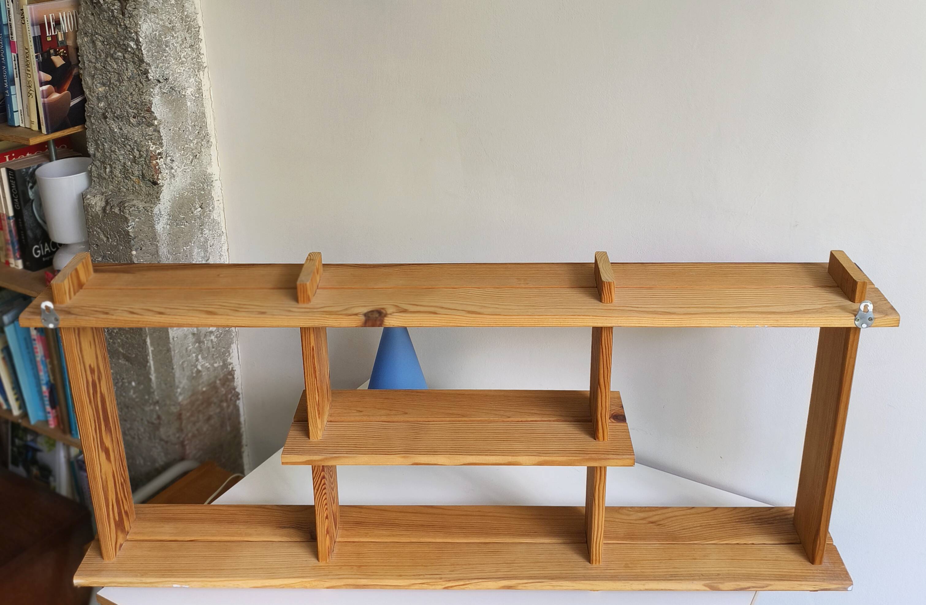 Solid pine shelf in 80s Maison Regain style