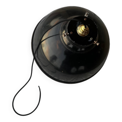 Suspension industrielle XXL en tôle émaillée noire