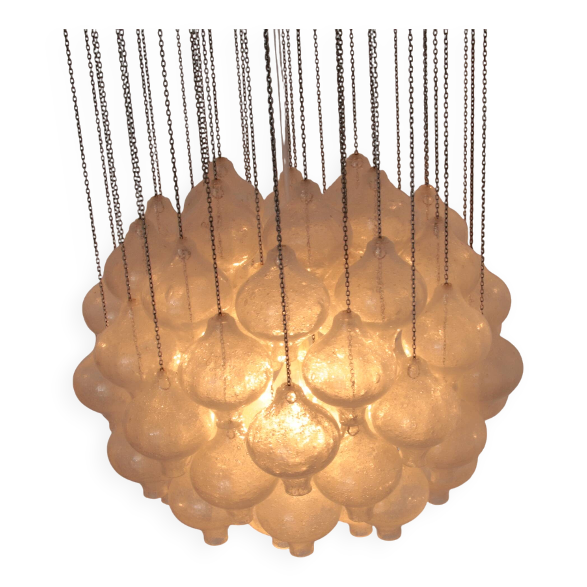 Kalmar 'Tulipan' Chandelier Pendant Light, Blown Glass, 1970