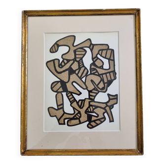 Screenprint after Jean Dubuffet framed under glass 25 cm by 30 cm