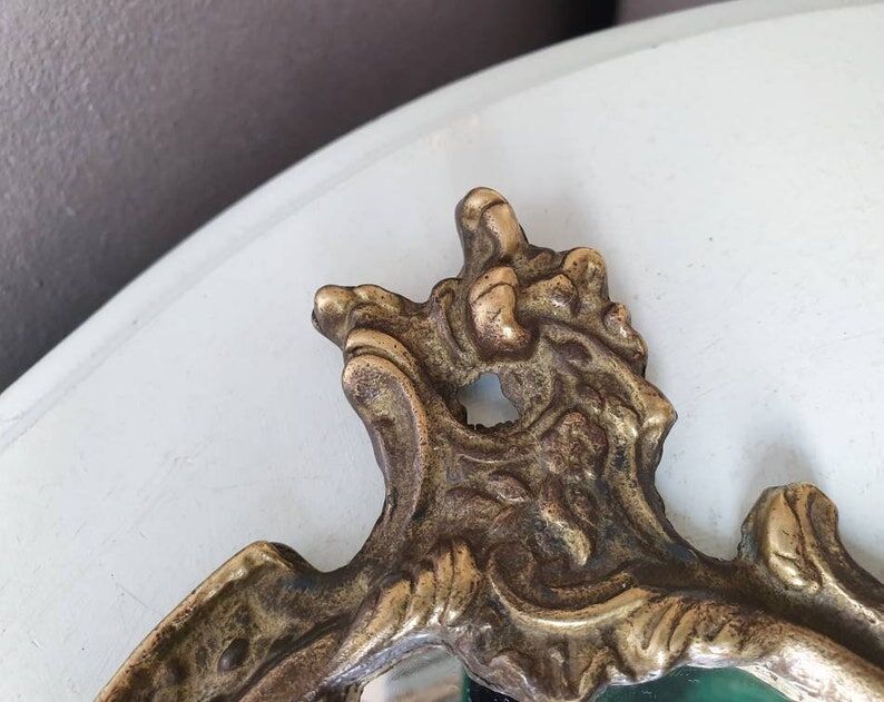 Hand mirror in brass art deco 30 years France