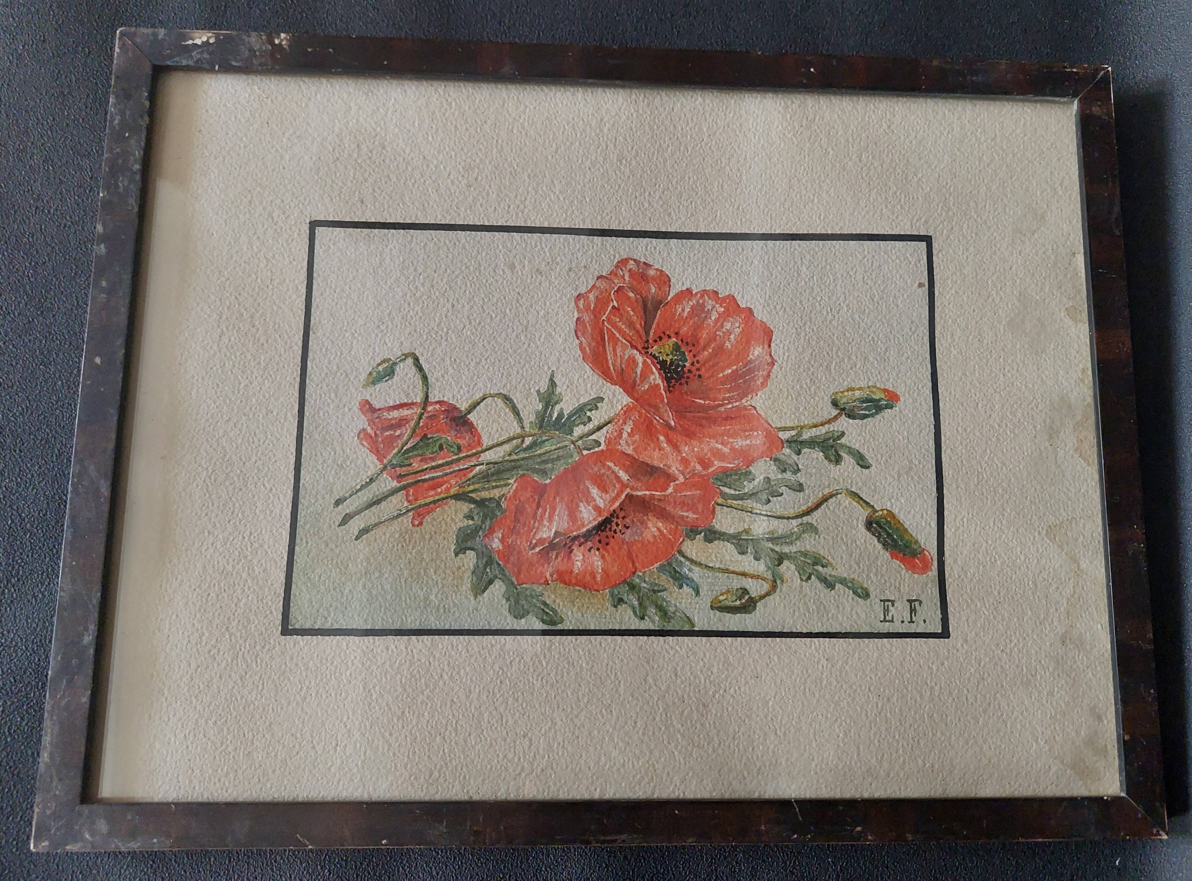 Watercolor bouquet of flowers, first half of the 20th century