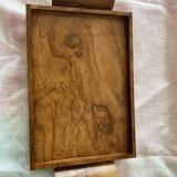 6 cube egg cups on tray with handles Olive wood Vintage 1970