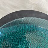 Vintage plate shaped of Arcoroc fish France turquoise