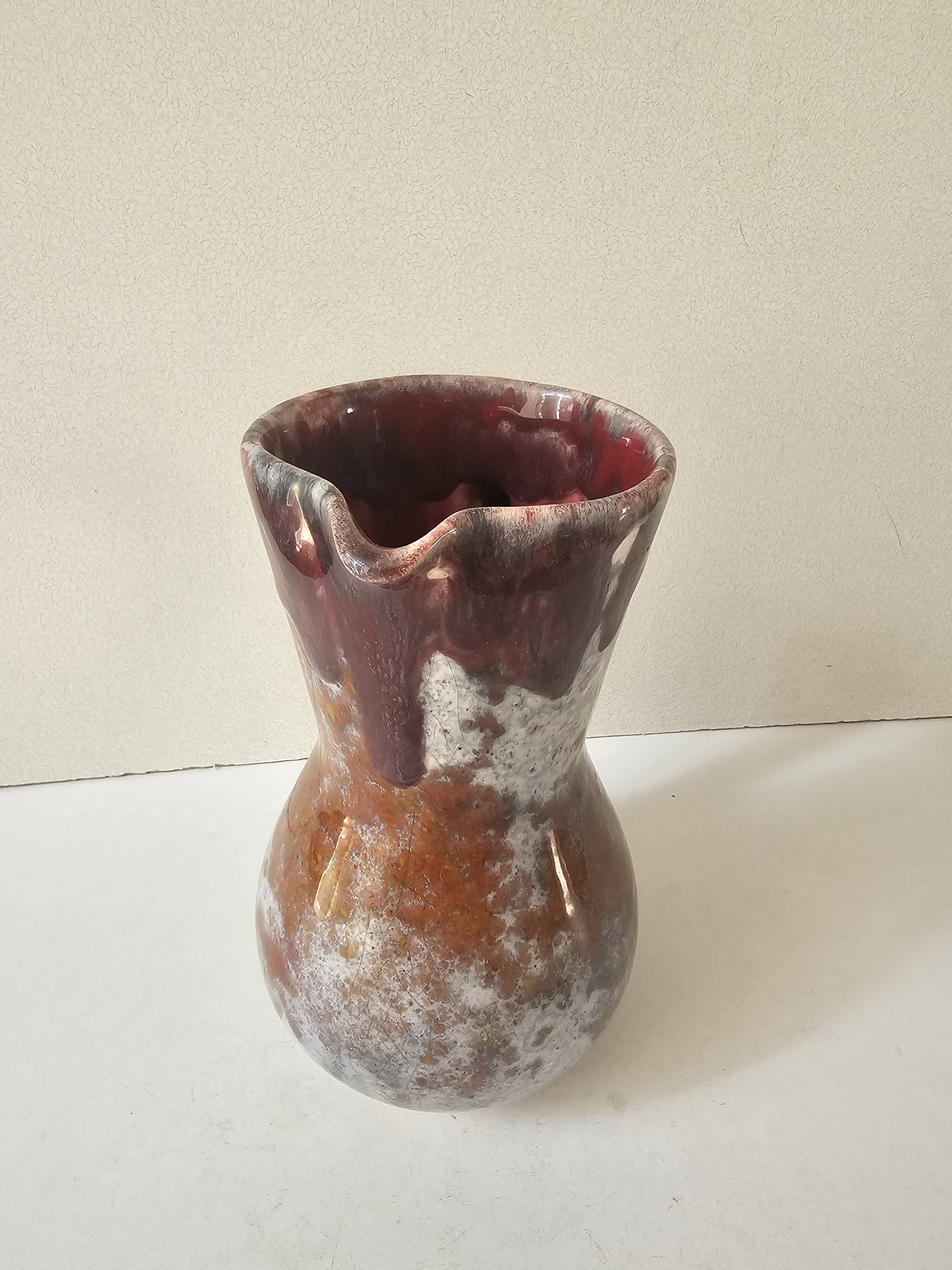Glazed ceramic pitcher signed Morvan (Design by Gaston Gaubier)