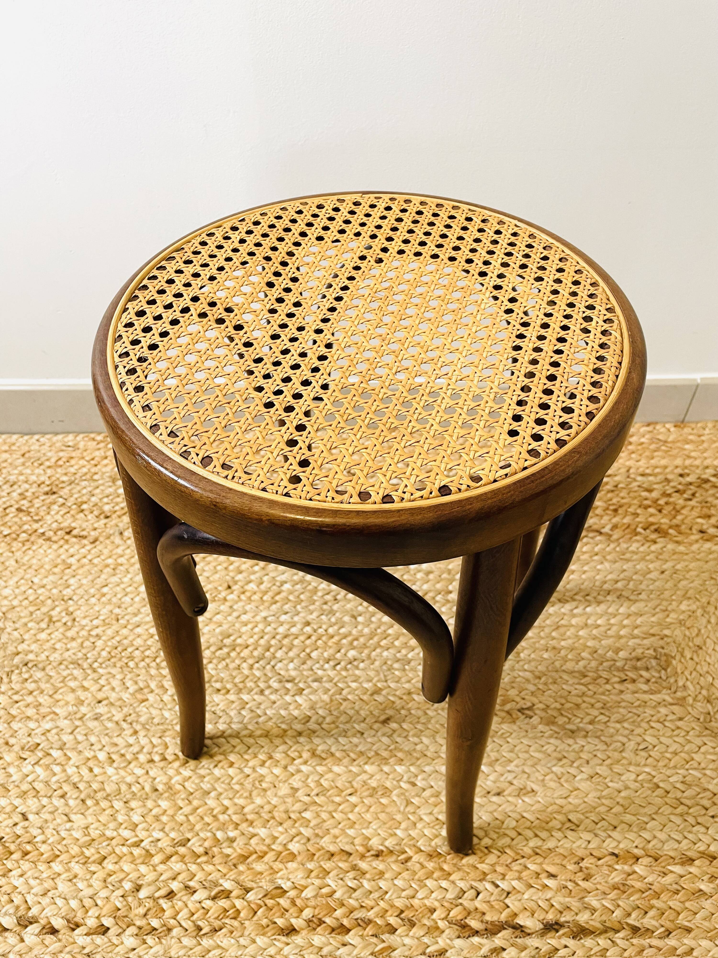 Cane stool in bent wood
