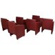 Ensemble vintage de 6 fauteuils rouges en simili cuir de haute qualité