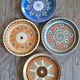 Set of 4 old and artisanal Savoyard plates