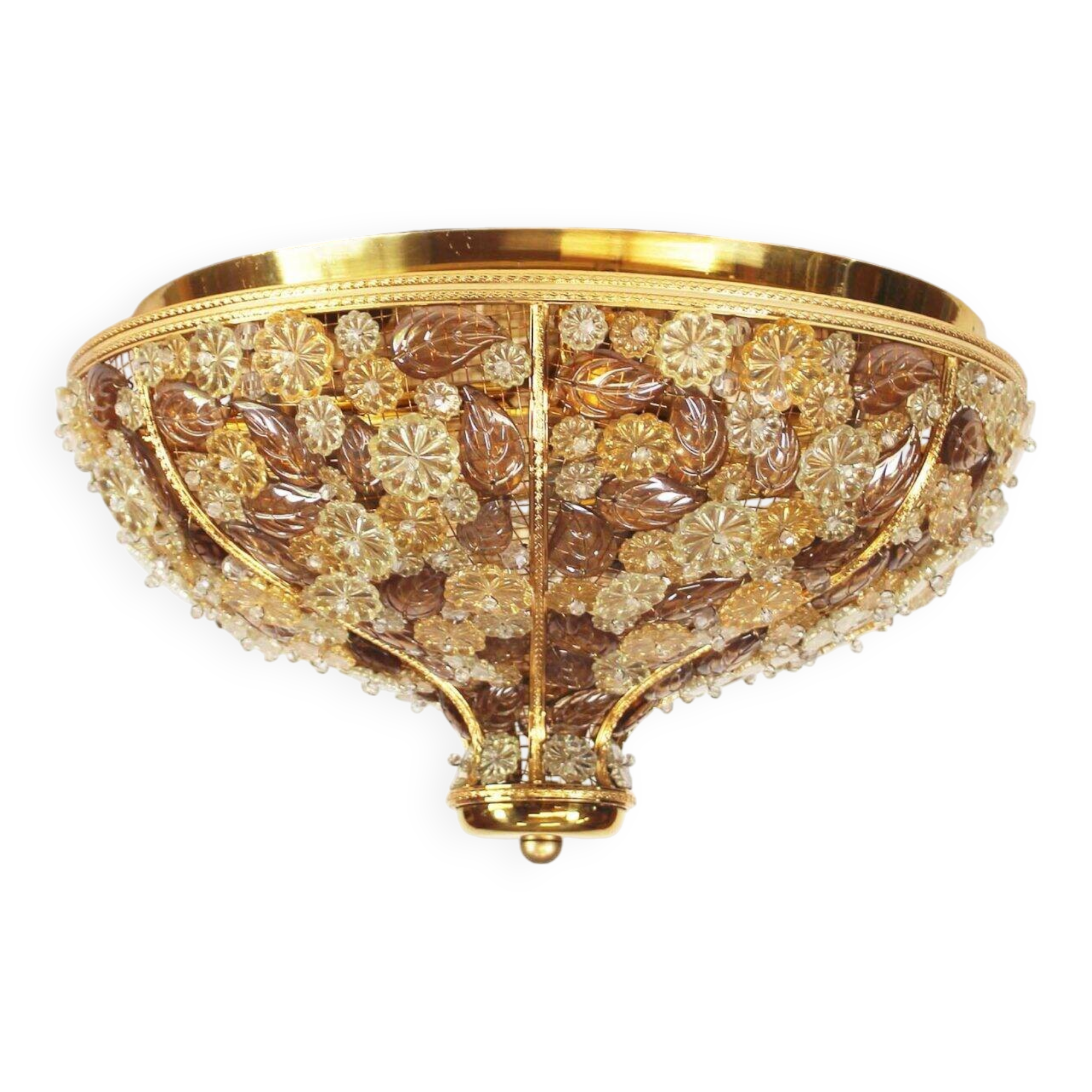 Incredible and rare crystal glass flush mount light by Palwa, Germany 1960’s