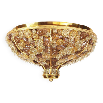 Incredible and rare crystal glass flush mount light by Palwa, Germany 1960’s