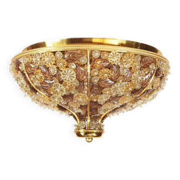 Incredible and rare crystal glass flush mount light by Palwa, Germany 1960’s