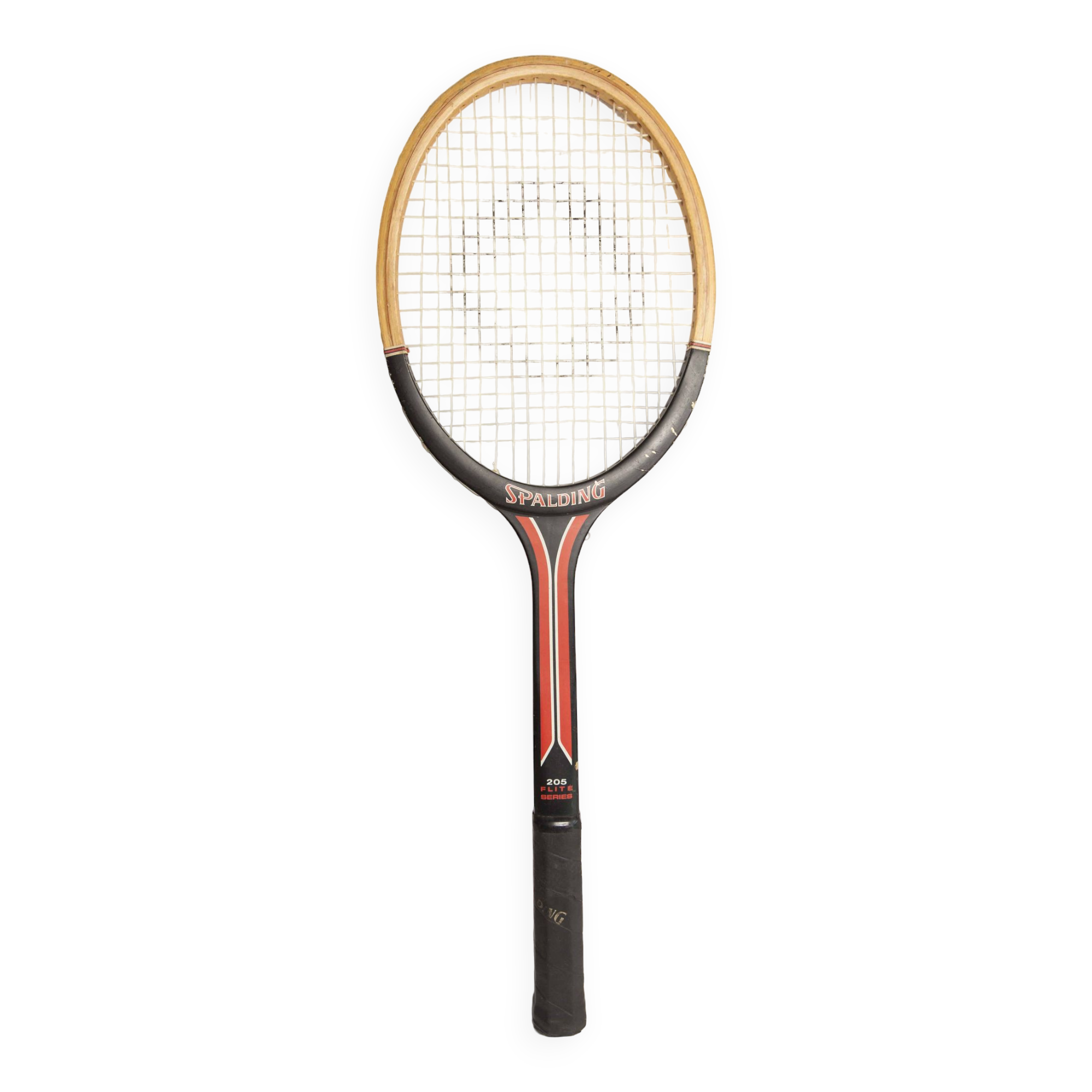 1970 Spalding black and red wooden tennis racket