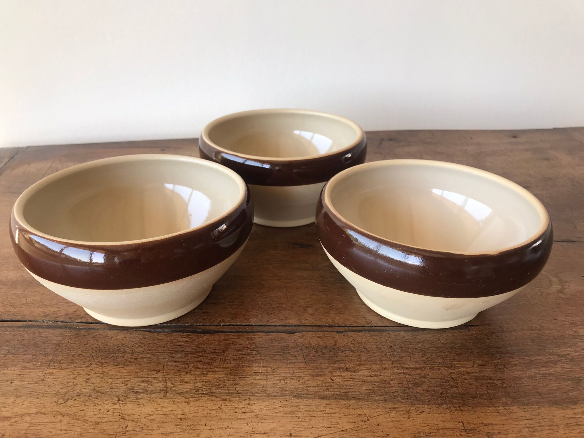 3 vintage Digoin stoneware bowls