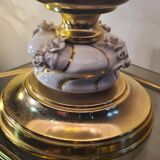 chrome gold lamp and engraved glass 1970 to 80,,32x19,, very beautiful