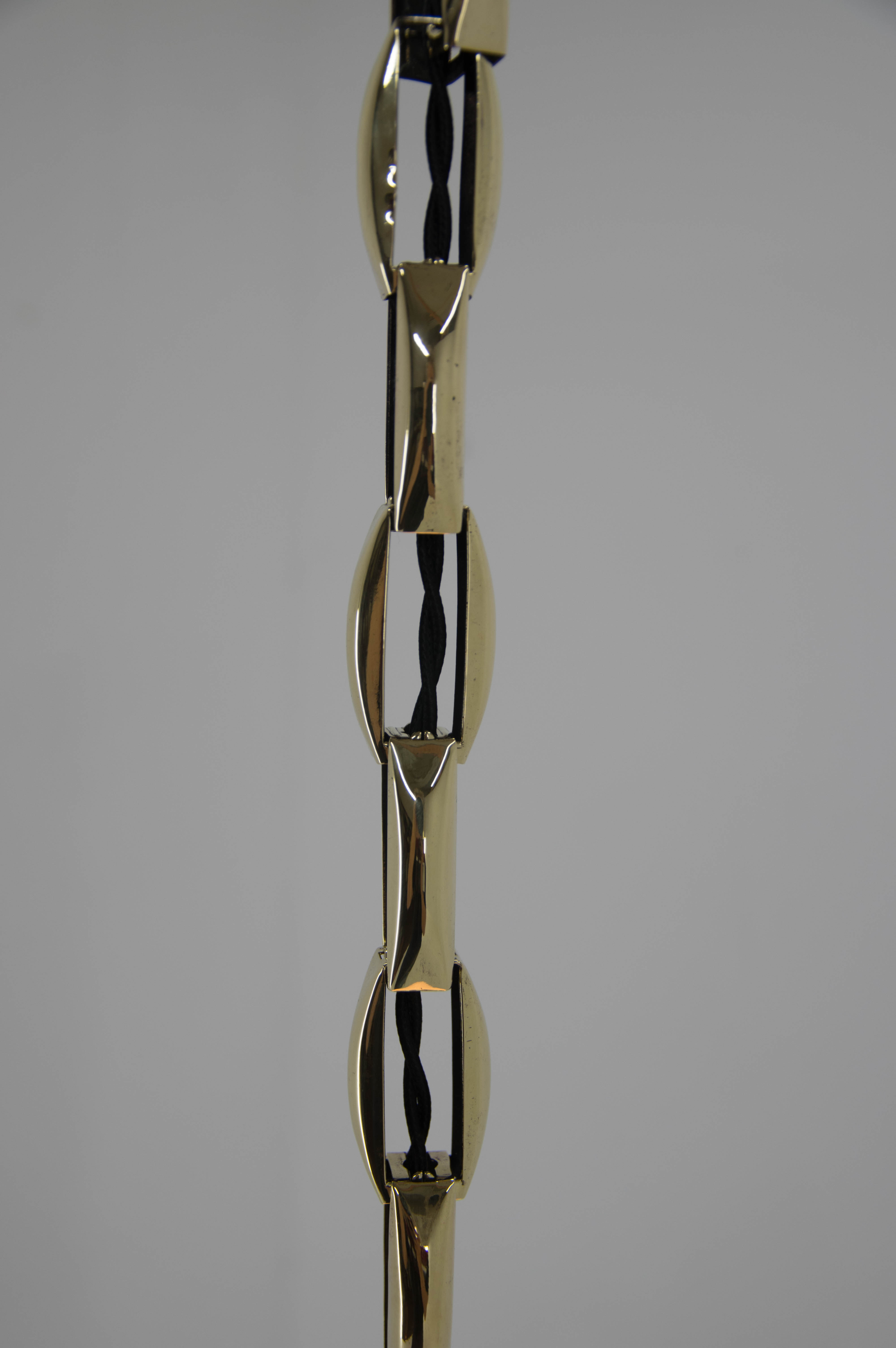 Art nouveau brass and opaline glass pendant, 1920s