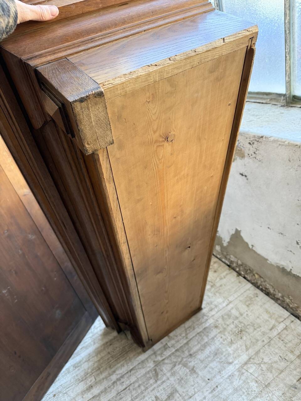 Antique XL Napoleonic oak glass bookcase, 19th century
