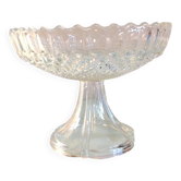 Chiseled glass footed cup / vintage 60s-70s