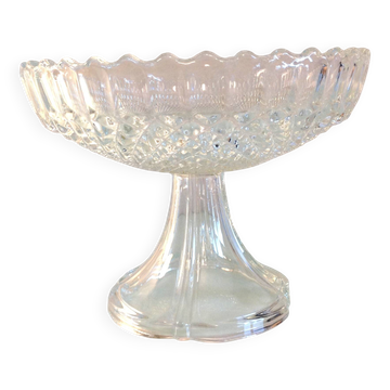Coupe sur pied en verre ciselé / vintage années 60-70