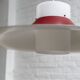 Danish red metal and opal plastic pendant lamp, 1960s