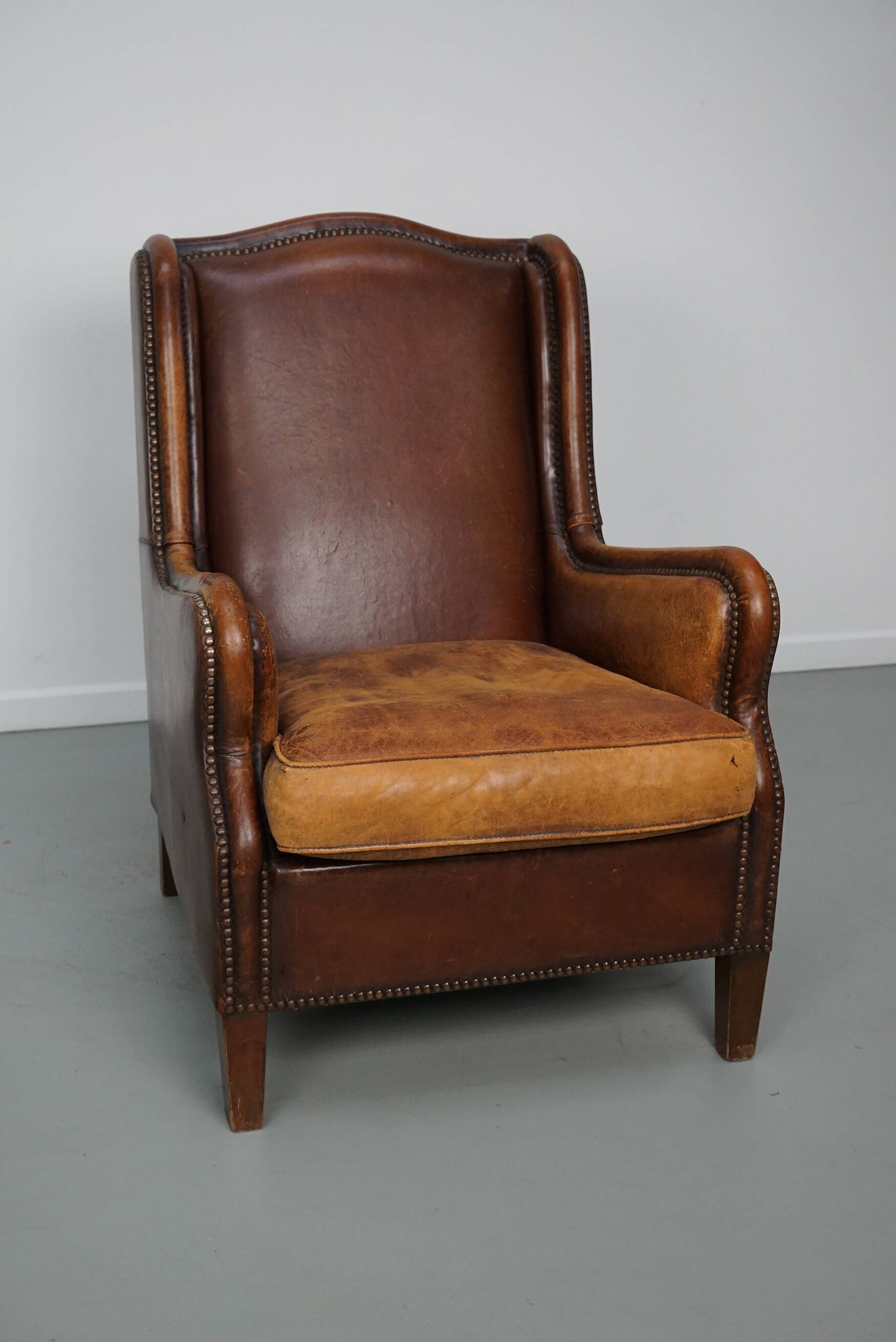 Vintage Dutch Club Chair in Cognac Leather