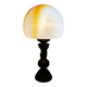 Portuguese wood and slag onyx glass table lamp 1960s