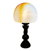 Portuguese wood and slag onyx glass table lamp 1960s