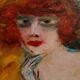 Painting of woman portrait in oil