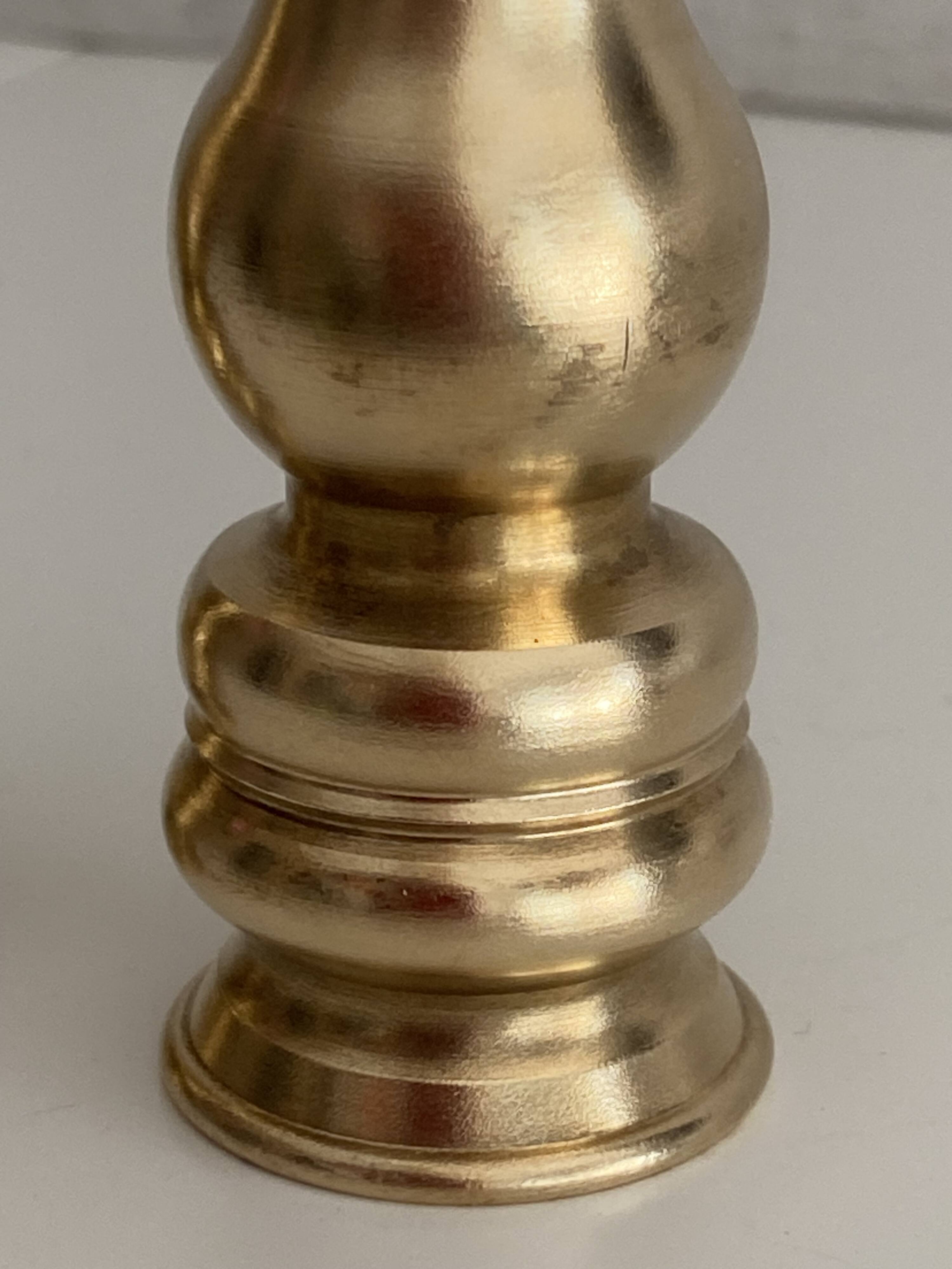 Atypical Duo of Candle Holders Candlesticks Solid Turned Brass
