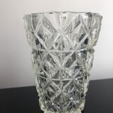 Vase taille diamant verre épais