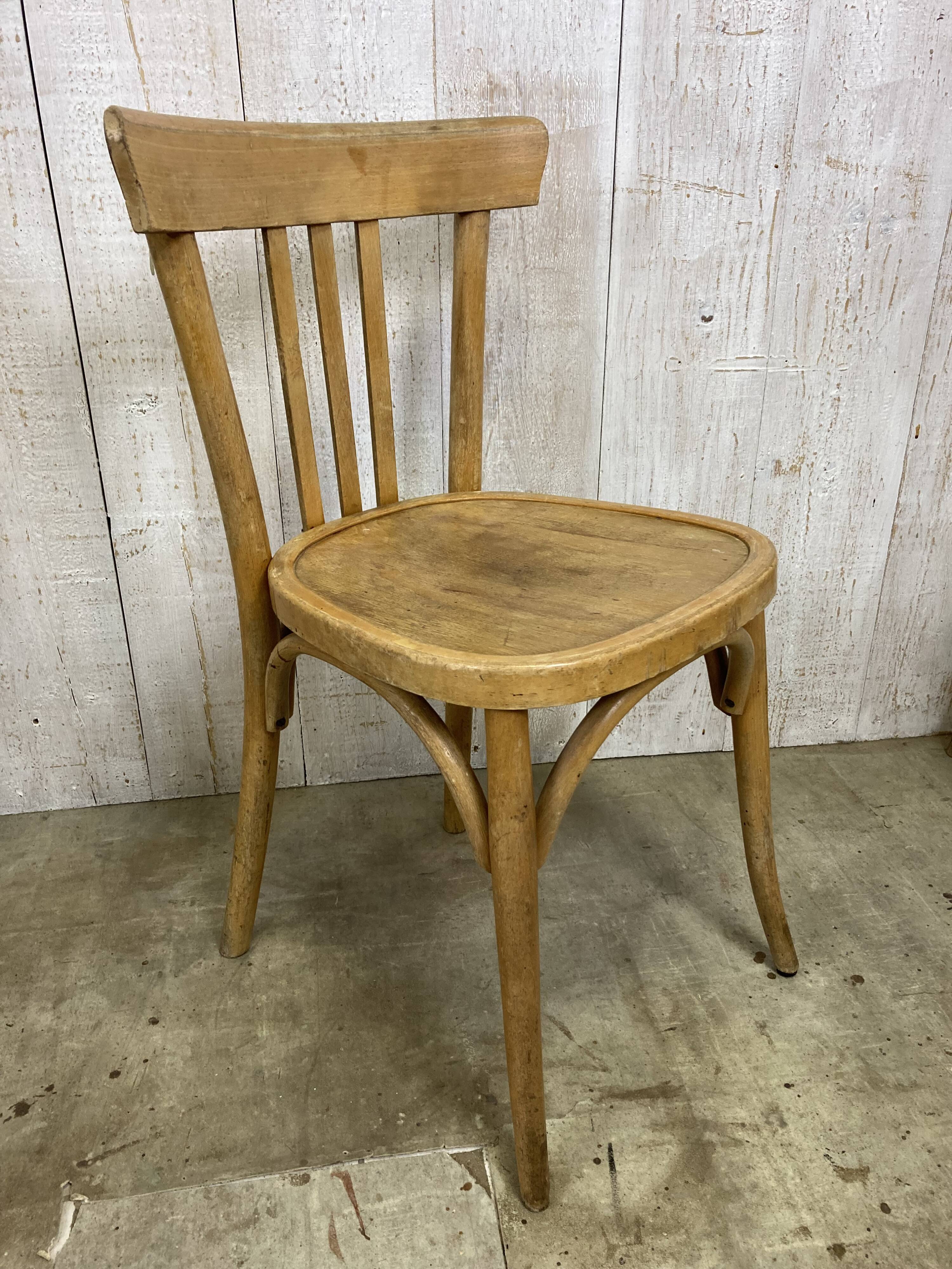 Série de 6 chaises bistrot en bois courbé
