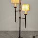 Brutalist tripod floor lamp with 3 lights in wrought iron, France circa 1950.