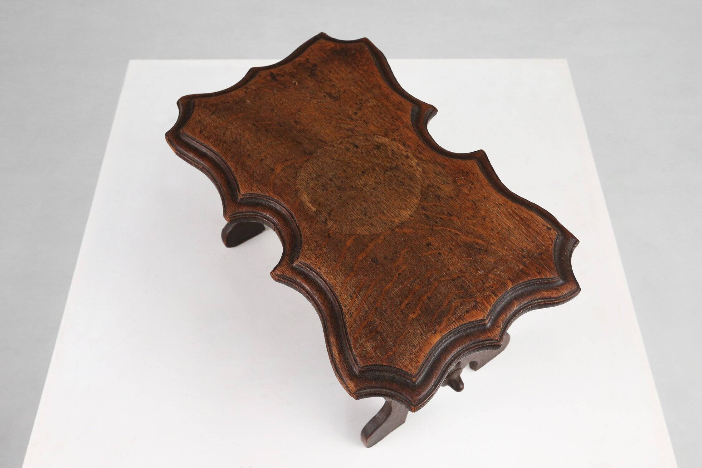 Wooden provincial Rustic Stool, France 1880s