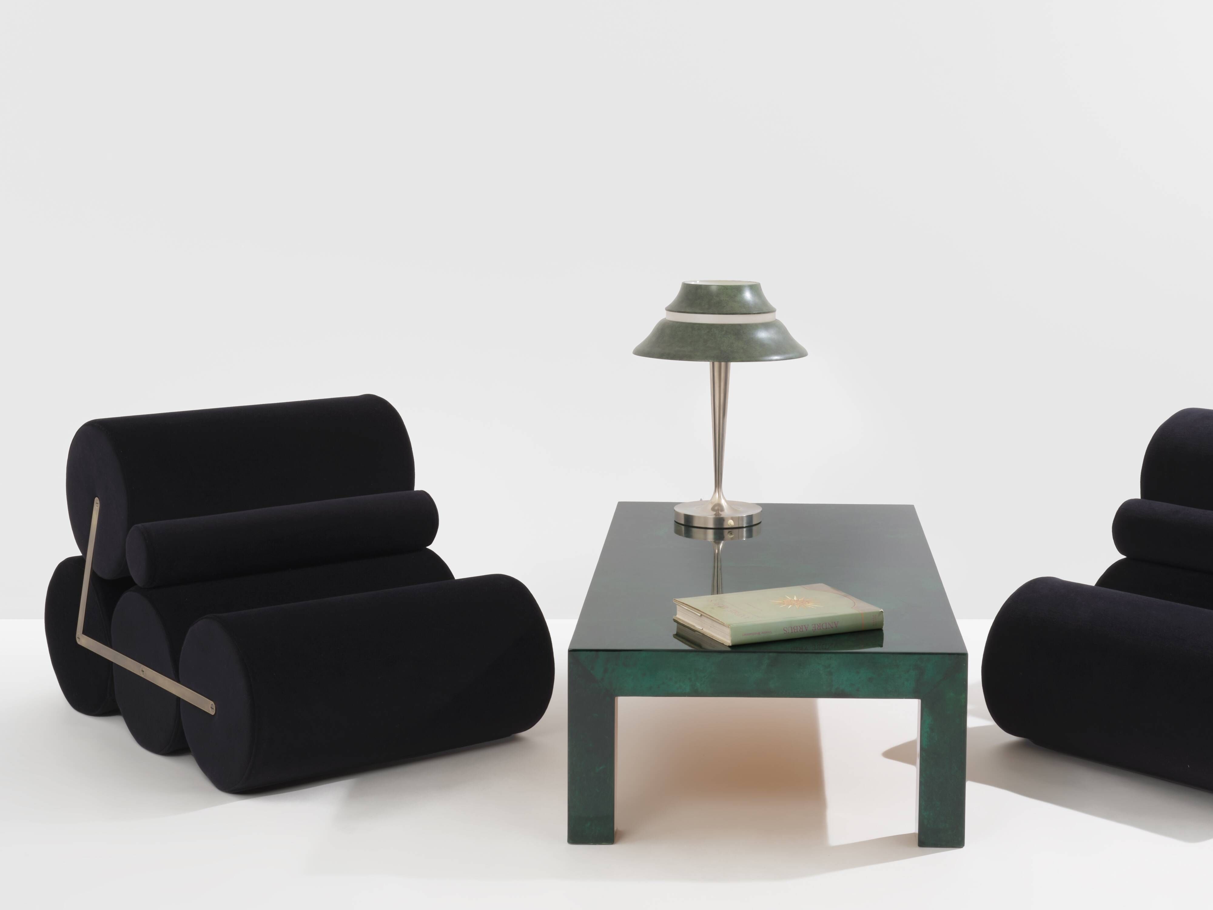 Pair of black velvet armchairs by Auro Trivellato for ALI 1972