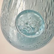 Vintage 1960s blue bubble glass BIOT carafe