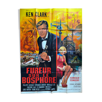 Affiche cinéma "Fureur sur le Bosphore" Ken Clark 120x160cm 1965