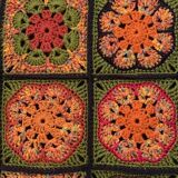 Grannys square crochet vintage 70 cushion