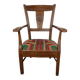 Art Deco wood and straw armchair