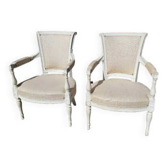 Paire de fauteuils style louis xvi peint en blanc