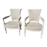 Paire de fauteuils style louis xvi peint en blanc
