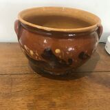 Thick hand-painted ceramic cache pot vase