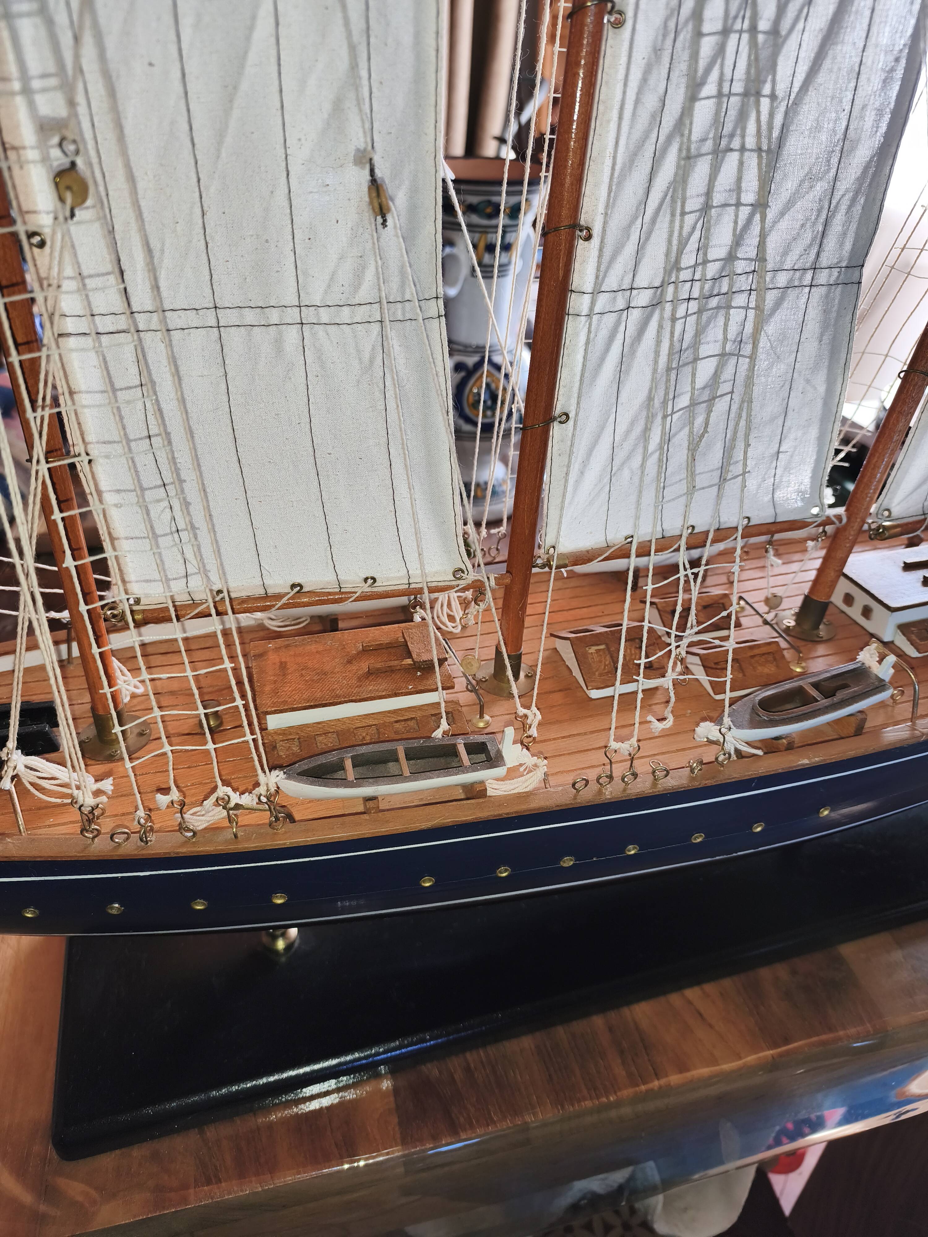 Large model of a three-masted ship, 105 cm x 100 cm x 20 cm.