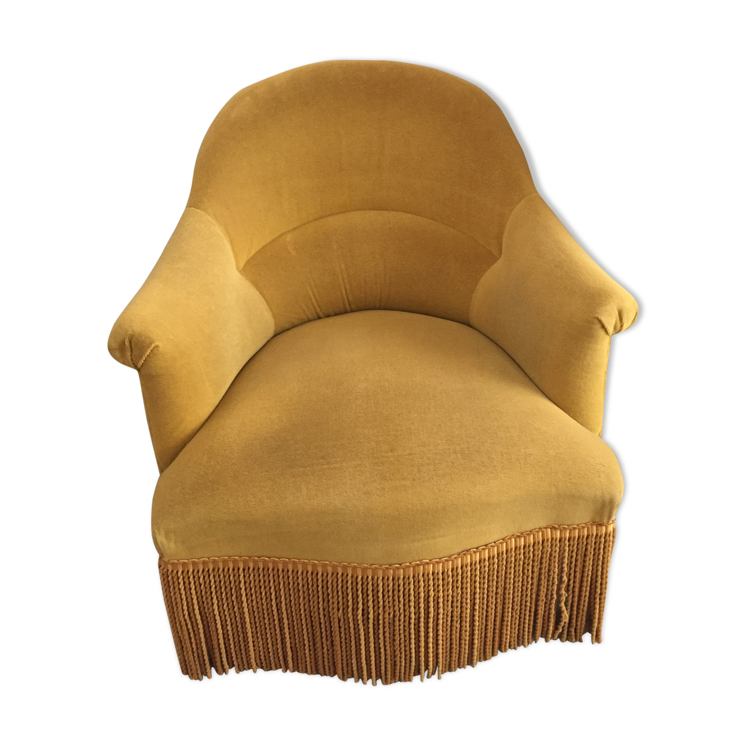 Toad fringed velvet armhair