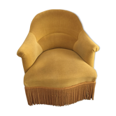 Fauteuil crapaud velours à franges
