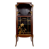 Art Nouveau display case, bronzes and carved wood on a floral theme, circa 1900