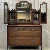 English walnut dressing table chest of drawers - early XXth